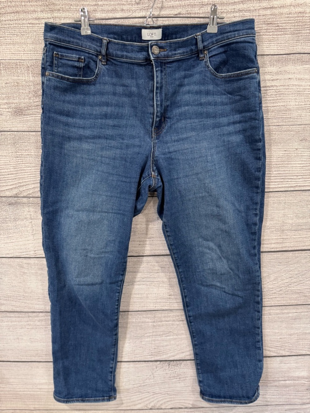 LOFT Outlet Womens 16 Blue Boyfriend Crop Stretch Mid Rise Ankle Skinny Jeans